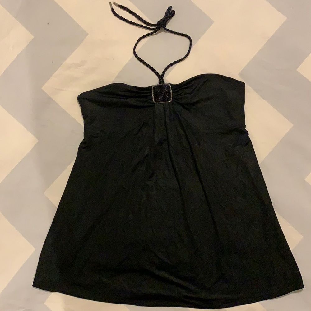 Express black beaded halter top